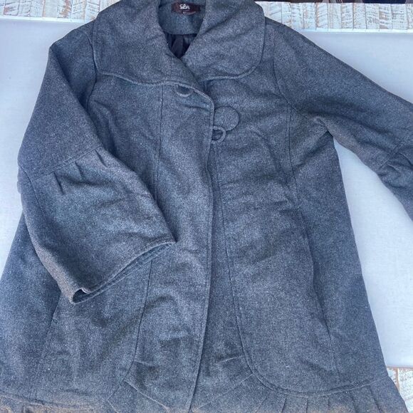 Luii Wool Blend Gray Ruffled Jacket Ladies Medium - Picture 1 of 6